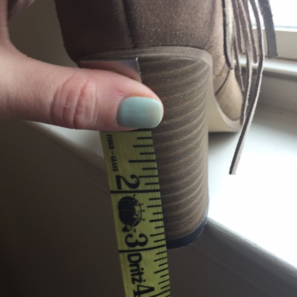 Mia suede beige fringe ankle booties - Picture 6 of 6